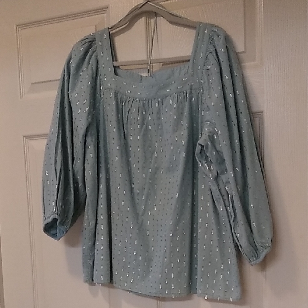 Lauren Conrad Pale Blue Peasant Top (XXL)